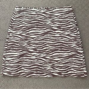 LOFT Zebra-Print Mini Skirt Side Zip, Purple/Taupe, Size 8